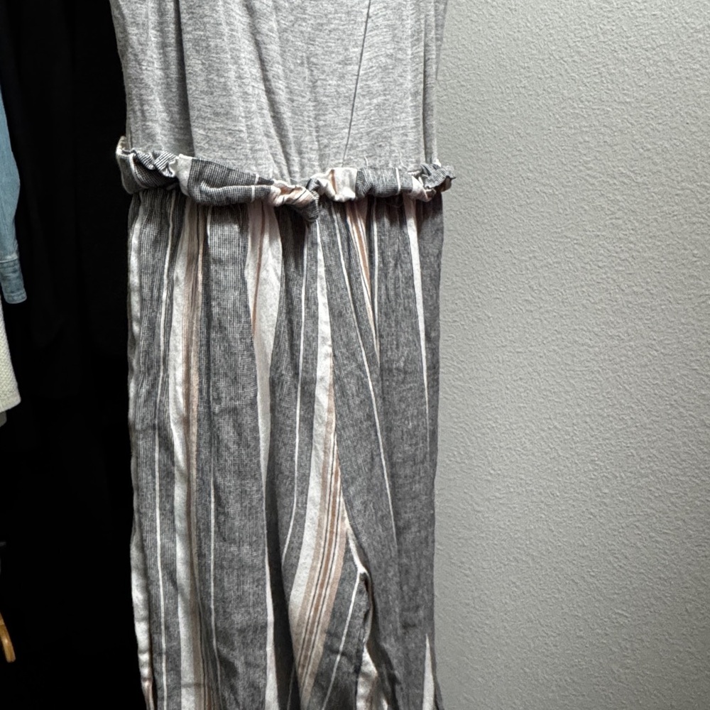 Gray and Striped Jumpsuit